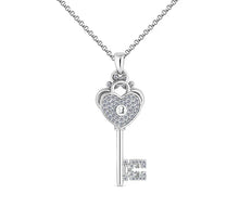 Load image into Gallery viewer, Diamond Style London - Lock and Key Pendant in Rhodium Plating (Item code: Lockandkeypen)
