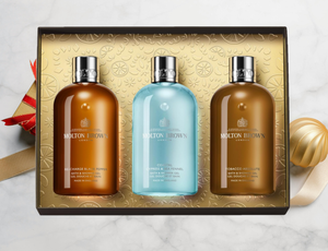 Molton Brown Woody & Aromatic Bath & Shower Gel Body Care Gift Set - x3 300ml Bottles