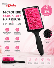 Load image into Gallery viewer, Miss Pouty Large Microfibre Quick Dry Hair Brush – Fast Drying &amp; Scalp Care in One
