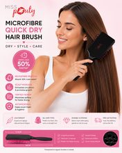 Load image into Gallery viewer, Miss Pouty Large Microfibre Quick Dry Hair Brush – Fast Drying &amp; Scalp Care in One