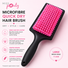 Load image into Gallery viewer, Miss Pouty Large Microfibre Quick Dry Hair Brush – Fast Drying &amp; Scalp Care in One