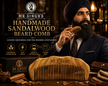 Load image into Gallery viewer, Mr Singh's Handmade Engraved Sandalwood Beard Comb – Premium Grooming for the Modern Gentleman.