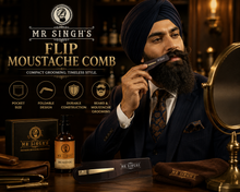 Load image into Gallery viewer, Mr Singh’s Flip Moustache Comb – Compact, Durable Beard &amp; Moustache Grooming Tool – Pocket-Sized Perfection