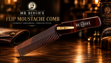 Load image into Gallery viewer, Mr Singh’s Flip Moustache Comb – Compact, Durable Beard &amp; Moustache Grooming Tool – Pocket-Sized Perfection