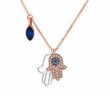 Load image into Gallery viewer, Diamond Style London - Multi Charm Hamsa Hand Pendant in Rose (Item code: Multihamsapenrose)