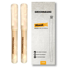 Load image into Gallery viewer, Groomarang Activated Teeth Whitening Charcoal Powder, Bamboo Toothbrush &amp; Miswak Twin Pack