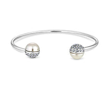 Load image into Gallery viewer, Diamond Style London - Pearl bangle plated in rhodium (Item code: Pearlbangle)