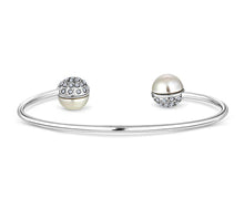 Load image into Gallery viewer, Diamond Style London - Pearl bangle plated in rhodium (Item code: Pearlbangle)