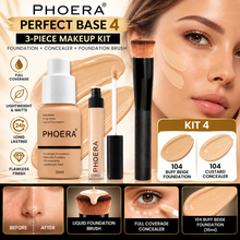 Load image into Gallery viewer, Perfect Base 1 - Phoera 3-Piece Makeup Kit with Foundation, Concealer &amp; Brush – Free UK Delivery