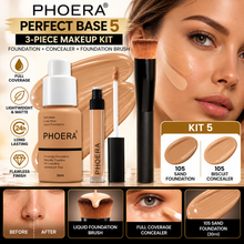 Load image into Gallery viewer, Perfect Base 1 - Phoera 3-Piece Makeup Kit with Foundation, Concealer &amp; Brush – Free UK Delivery