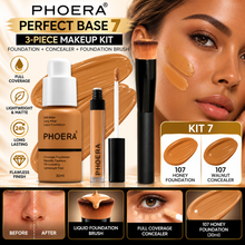 Load image into Gallery viewer, Perfect Base 1 - Phoera 3-Piece Makeup Kit with Foundation, Concealer &amp; Brush – Free UK Delivery