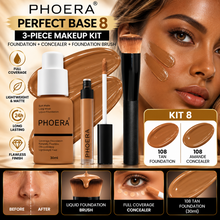 Load image into Gallery viewer, Perfect Base 1 - Phoera 3-Piece Makeup Kit with Foundation, Concealer &amp; Brush – Free UK Delivery