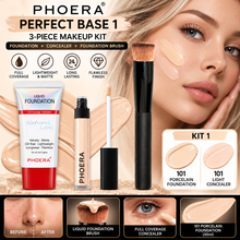 Load image into Gallery viewer, Perfect Base 2 - Phoera 3-Piece Makeup Kit with Foundation, Concealer &amp; Brush – Free UK Delivery
