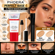 Load image into Gallery viewer, Perfect Base 2 - Phoera 3-Piece Makeup Kit with Foundation, Concealer &amp; Brush – Free UK Delivery