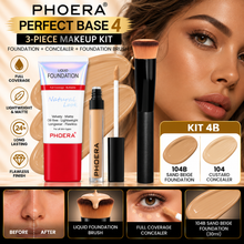 Load image into Gallery viewer, Perfect Base 2 - Phoera 3-Piece Makeup Kit with Foundation, Concealer &amp; Brush – Free UK Delivery