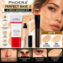 Load image into Gallery viewer, Perfect Base 2 - Phoera 3-Piece Makeup Kit with Foundation, Concealer &amp; Brush – Free UK Delivery