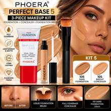 Load image into Gallery viewer, Perfect Base 2 - Phoera 3-Piece Makeup Kit with Foundation, Concealer &amp; Brush – Free UK Delivery
