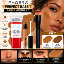 Load image into Gallery viewer, Perfect Base 2 - Phoera 3-Piece Makeup Kit with Foundation, Concealer &amp; Brush – Free UK Delivery