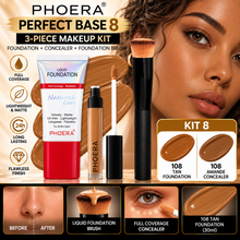 Load image into Gallery viewer, Perfect Base 2 - Phoera 3-Piece Makeup Kit with Foundation, Concealer &amp; Brush – Free UK Delivery