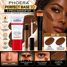 Load image into Gallery viewer, Perfect Base 2 - Phoera 3-Piece Makeup Kit with Foundation, Concealer &amp; Brush – Free UK Delivery