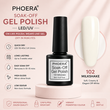 Load image into Gallery viewer, Phoera Soak-Off Gel Polish 8ml | Long-Lasting LED &amp; UV Gel Nail Polish