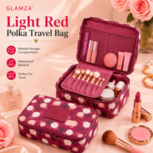 Load image into Gallery viewer, Glamza Polka Makeup Storage &amp; Travel Bag – Waterproof &amp; Stylish Organiser