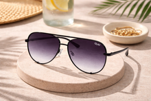 Load image into Gallery viewer, Quay Australia High Key Mini Sunglasses - Black Frame with Black Fade Lense
