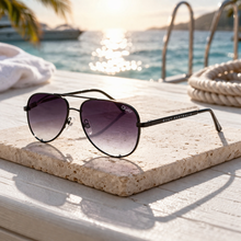 Load image into Gallery viewer, Quay Australia High Key Mini Sunglasses - Black Frame with Black Fade Lense