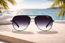 Load image into Gallery viewer, Quay Australia High Key Mini Sunglasses - Black Frame with Black Fade Lense