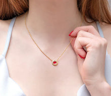 Load image into Gallery viewer, Diamond Style London - Round Pendant Small with Red enamel in yellow gold (Item code: Roundpensmlgold)