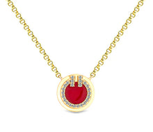 Load image into Gallery viewer, Diamond Style London - Round Pendant Small with Red enamel in yellow gold (Item code: Roundpensmlgold)