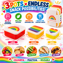 Load image into Gallery viewer, Rainbow Snack Pot Lunch Boxes – Set of 3