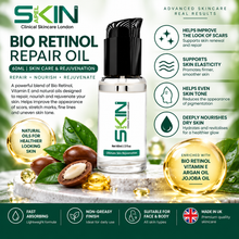 Load image into Gallery viewer, Skinapeel Bio Retinol &amp; Vitamin E Skin Repair Oil 60ml Optional Derma Roller For Best Results