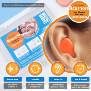 The Acusnore Soft Silicone Ear Plugs for Better Sleep - 6 Pack