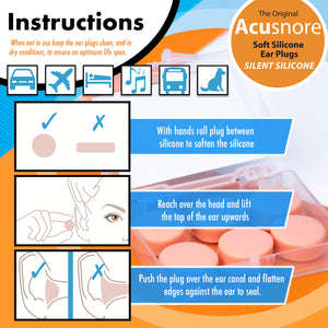 The Acusnore Soft Silicone Ear Plugs for Better Sleep - 6 Pack