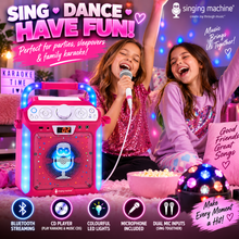 Load image into Gallery viewer, Singing Machine SML682BTP Bluetooth &amp; CD Karaoke Machine – Pink with Microphone &amp; LED Lights