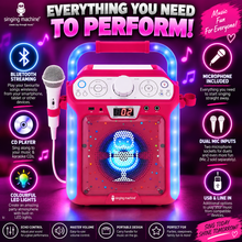 Load image into Gallery viewer, Singing Machine SML682BTP Bluetooth &amp; CD Karaoke Machine – Pink with Microphone &amp; LED Lights