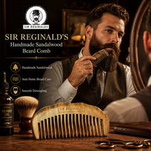 Load image into Gallery viewer, Sir Reginald’s Handmade Engraved Sandalwood Beard Comb – Premium Grooming for the Modern Gentleman