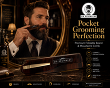 Load image into Gallery viewer, Sir Reginald's Flip Moustache Comb – Compact, Durable Beard &amp; Moustache Grooming Tool – Pocket-Sized Perfection
