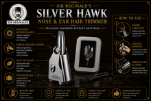 Load image into Gallery viewer, Sir Reginald’s Silver Hawk Nose &amp; Ear Hair Trimmer – Gentle Grooming with Free UK Delivery