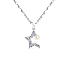Load image into Gallery viewer, Diamond Style London - Star Pearl Pendant in Rhodium Plating (Item code: Starpearlpen)