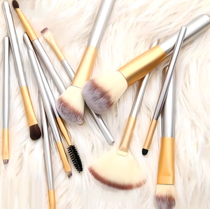 12pc Champagne Makeup Brush Set