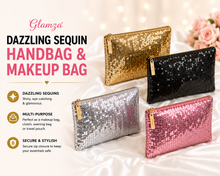 Load image into Gallery viewer, Glamza Dazzling Sequin Handbag &amp; Makeup Bag – Stylish &amp; Versatile | FREE UK Delivery