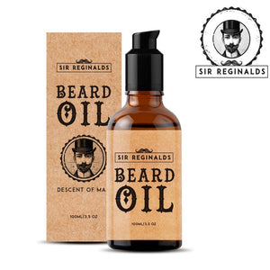 Sir Reginald's 3 Piece Beard Grooming Kit – 100ml Beard Oil, Sandalwood Comb & Foldable Moustache Comb – Free UK Delivery