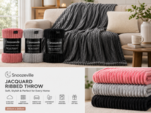Load image into Gallery viewer, Snoozeville &amp; Gaveno Cavailia Jacquared Ribbed Throws - 150cm x 200cm &amp; 200cm x 240cm - Multiple Colours