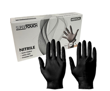 Load image into Gallery viewer, Supertouch Nitrile Gloves in Black - Box Of 100 in 3 Sizes