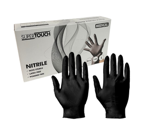 Supertouch Nitrile Gloves in Black - Box Of 100 in 3 Sizes