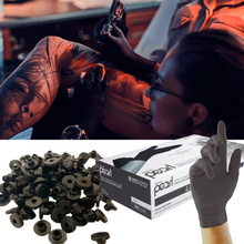 Load image into Gallery viewer, 100 Black Tattoo Needle Rubber Grommet Nipples And 100 Nitrile Gloves – Free UK Delivery