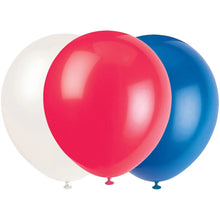 Load image into Gallery viewer, Patriot Party Balloons 12 Pack &amp; 3 Pack Streamers in Red White &amp; Blue - Free Delivery