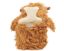 Load image into Gallery viewer, Snuggables Highland Cow 1L Novelty Cover Hot Water Bottle Brown